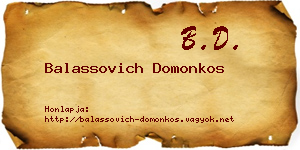 Balassovich Domonkos névjegykártya